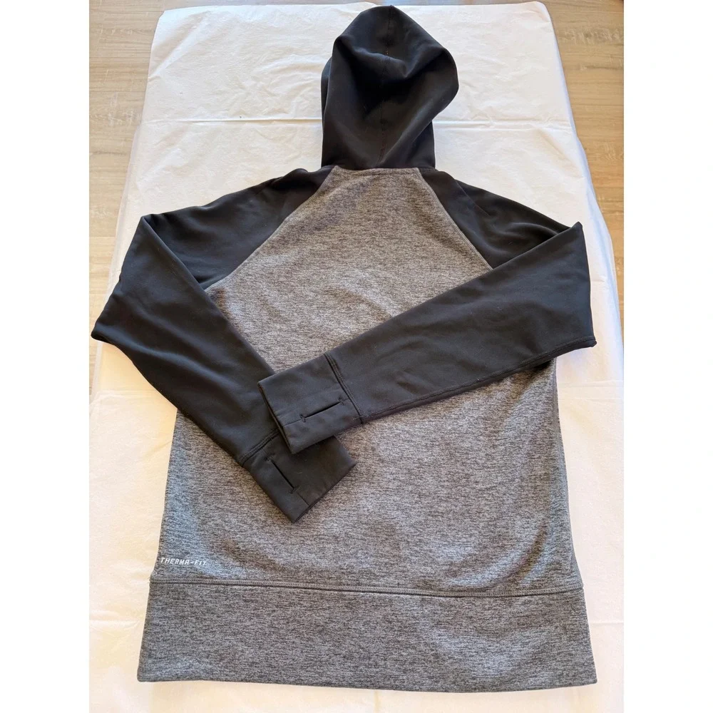 Nike Hoodie Women Medium Grey Black Neon Yellow Good Therma-FIT Pullover